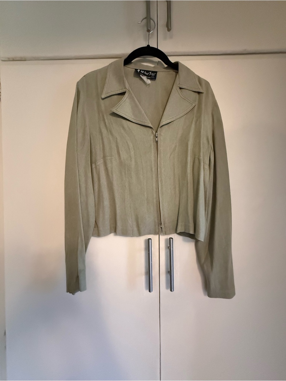 All That Jazz Light Sage Silk Zip-Front Jacket